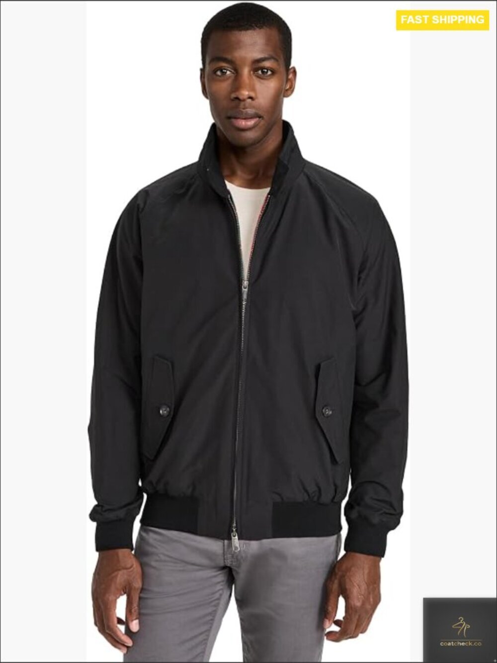 Men's Classic Jacket Lightweight Wind-Resistant Twill Tartan Lining Flap Pockets